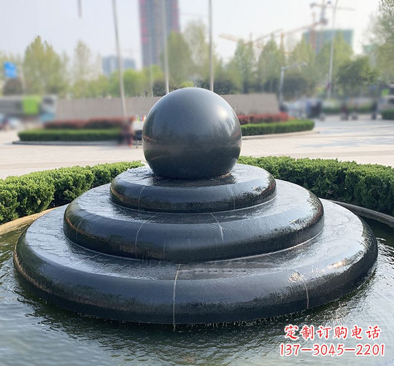鹤壁临沂石雕风水球喷泉,雕塑定制专属于您