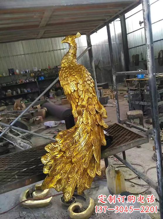 鹤壁鎏金凤凰,城市园林铸铜景观动物雕塑