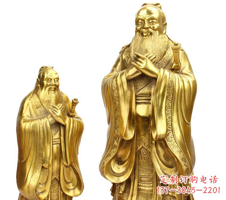 鹤壁鎏金质感精美孔子铜雕像