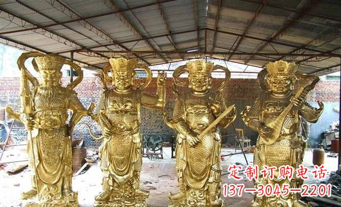 鹤壁鎏金四大天王铜雕,永久纪念传承你我爱