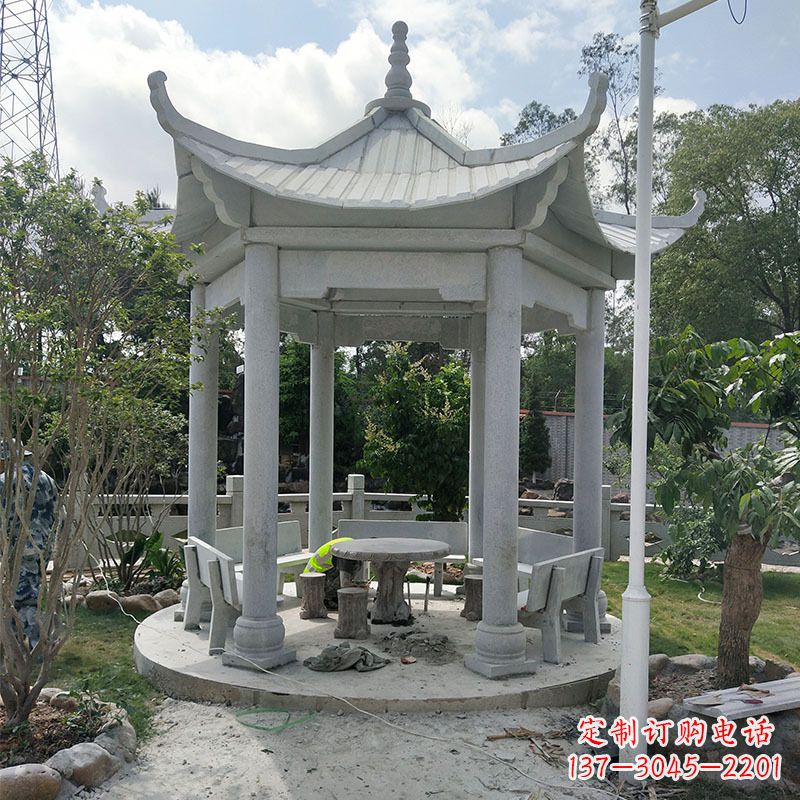 鹤壁六角大理石凉亭雕塑中领雕塑是一家专业的雕…