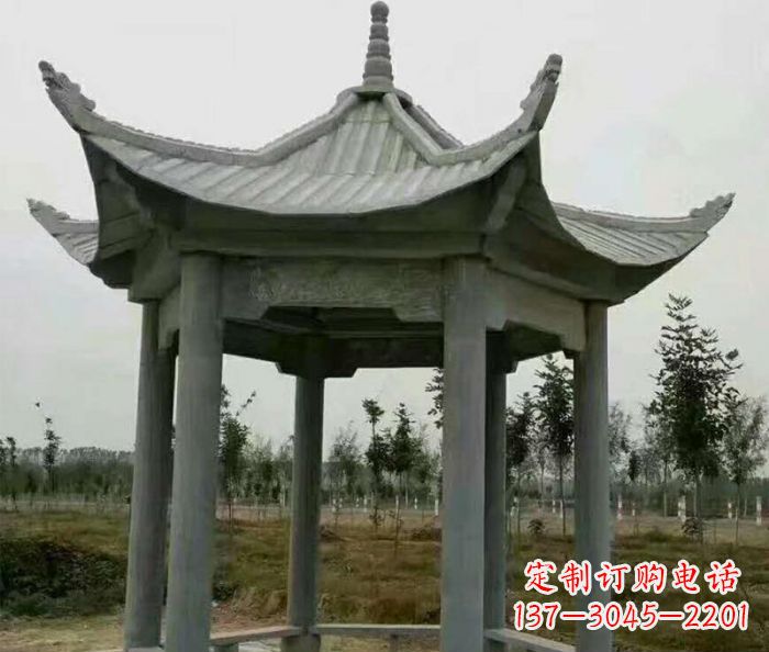 鹤壁精美六角石凉亭雕塑