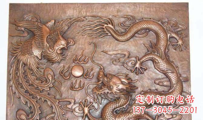 鹤壁龙飞凤舞红铜壁画铜浮雕