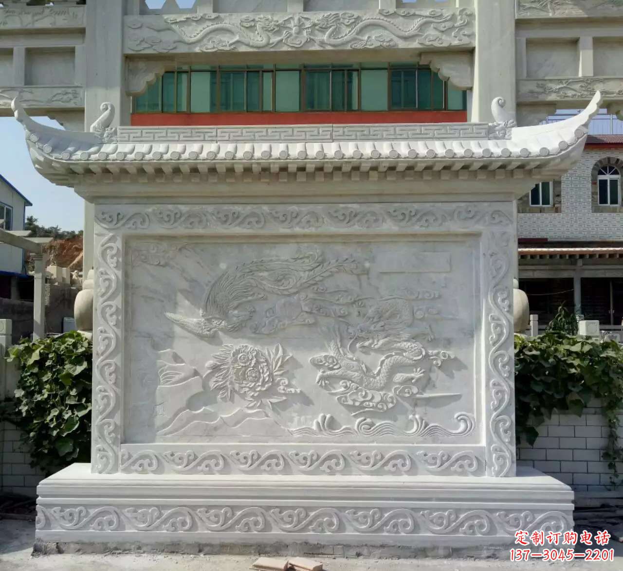 鹤壁墙面影壁石雕,让龙凤陪您共度美好!