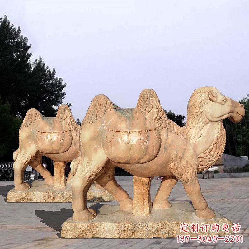 鹤壁骆驼雕塑晚霞红石雕动物