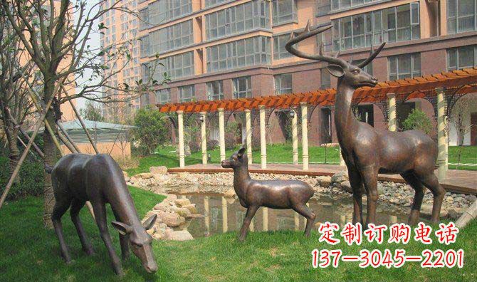 鹤壁梅花鹿小区景观动物铜雕