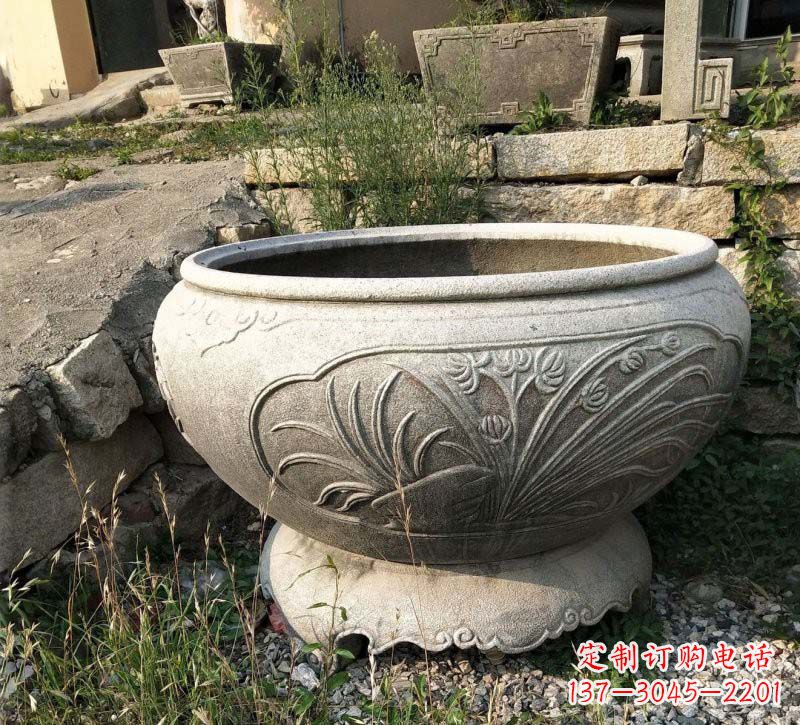 鹤壁中领雕塑梅兰竹菊浮雕石水缸