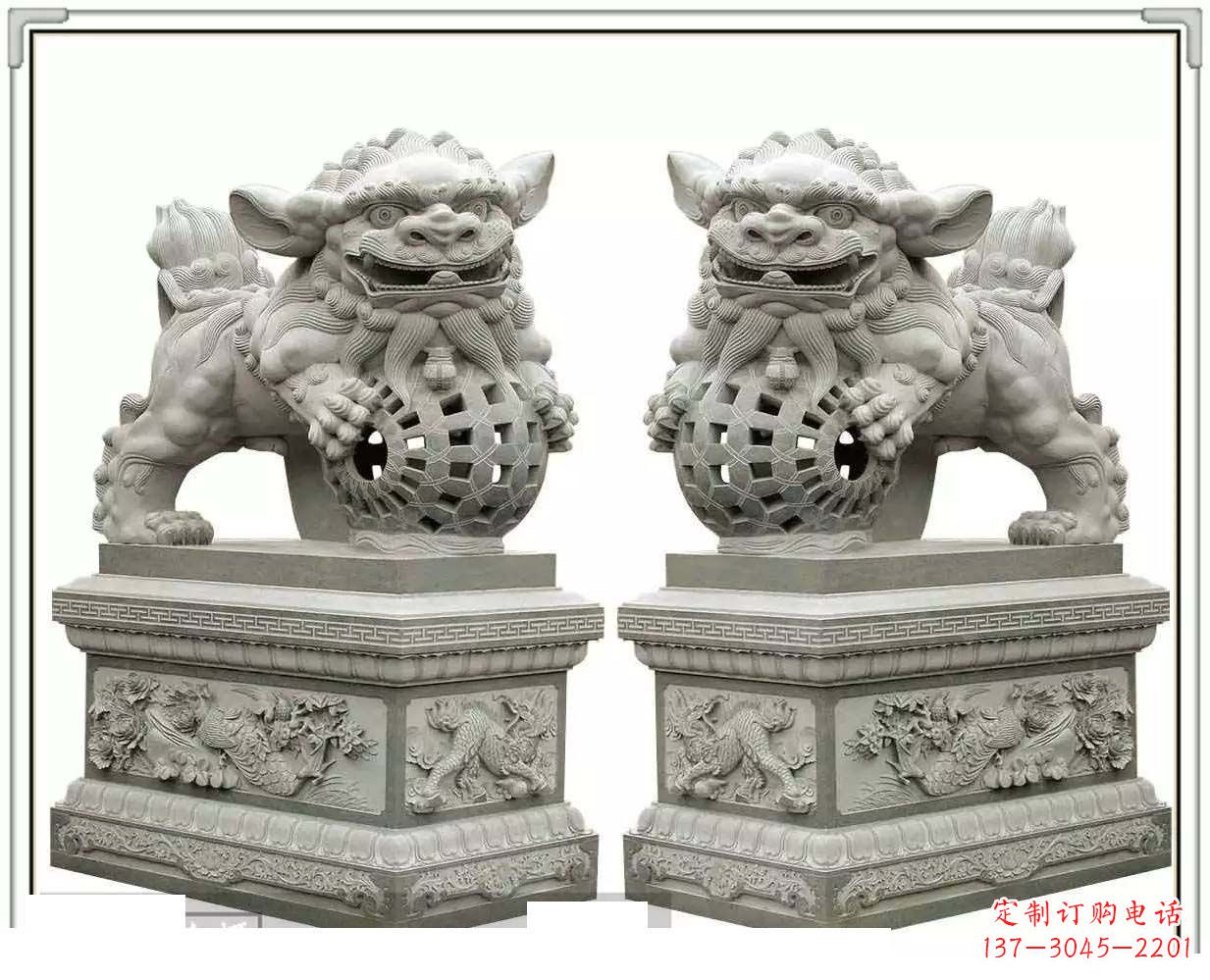 鹤壁精美网球狮石雕,匠心雕刻绝美网球图案