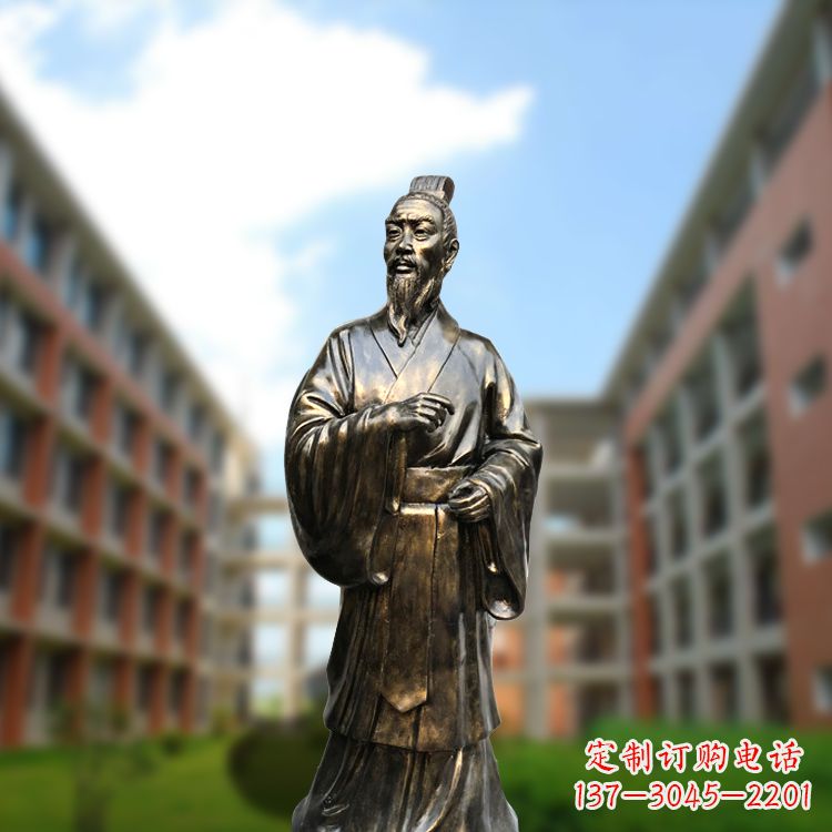 鹤壁孟子玻璃钢仿铜雕像