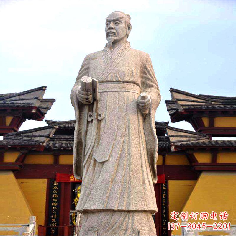 鹤壁传承中华传统文化,传神孟子砂岩石雕塑