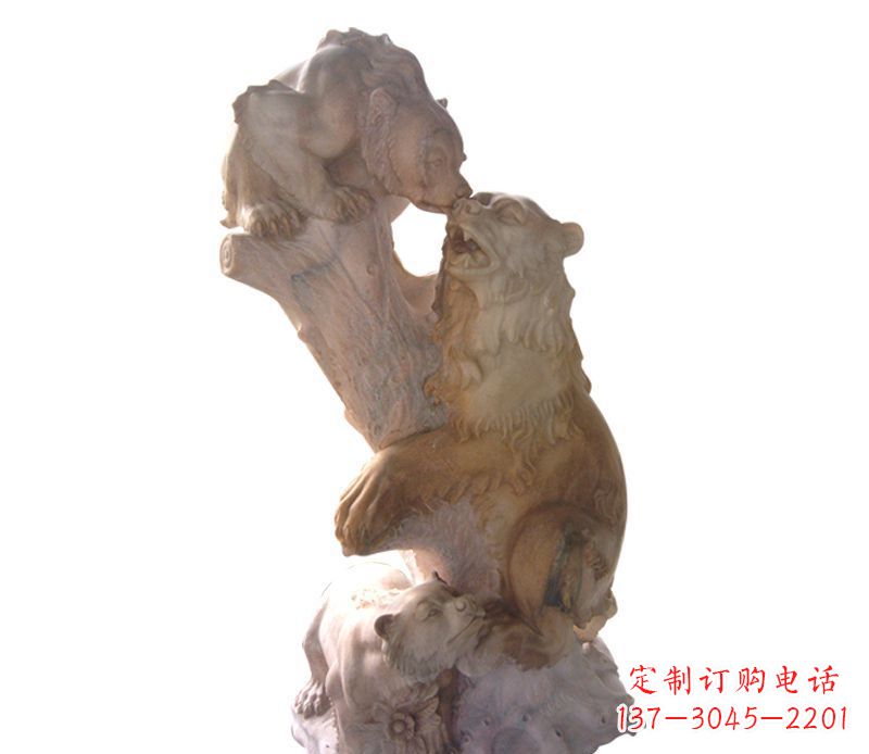 鹤壁母子狗熊石雕公园动物雕塑