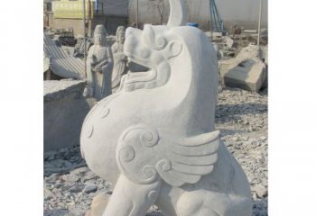 鹤壁汉白玉独角兽石雕，精美细腻，魅力无穷