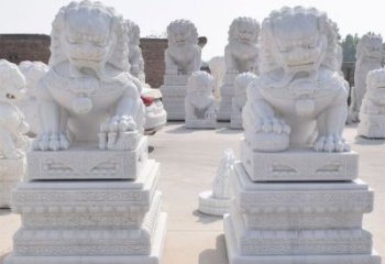 鹤壁汉白玉看门狮子雕塑