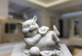 鹤壁汉白玉动物雕塑，招财猪石雕精美装饰