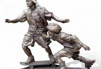 鹤壁激情滑板，艺术雕塑：城市滑冰男孩铜雕