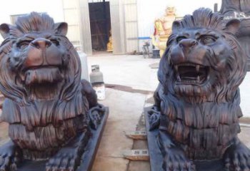 鹤壁汇丰银行狮子雕塑，精美雕塑展示您的财富