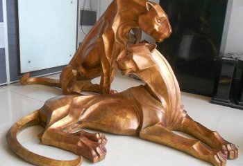 鹤壁草坪广场商场十二生肖铜雕豹塑