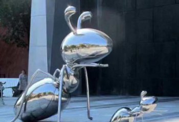 鹤壁不锈钢蚂蚁雕塑，抛光镜面，精致精美