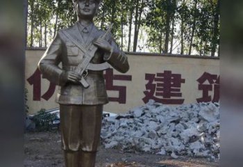 鹤壁精美纪念，战士铜雕——中领雕塑
