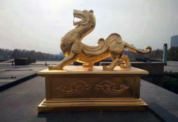 鹤壁引领神兽，虎魂鎏金铜雕