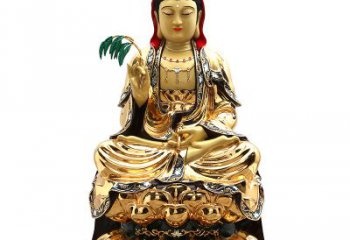 鹤壁精美鎏金莲花观音纯铜佛像雕塑