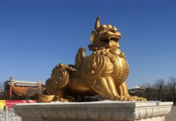 鹤壁鎏金铜獬豸雕塑-给您的园林更多灵魂