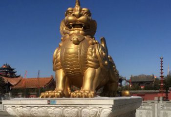 鹤壁鎏金獬豸铜雕，为您提供精美的景观雕塑