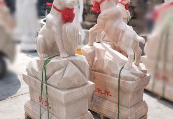 鹤壁卯兔·晚霞红12生肖石雕兔雕塑