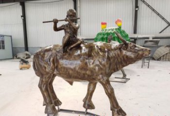 鹤壁五大牧童骑牛铜雕塑