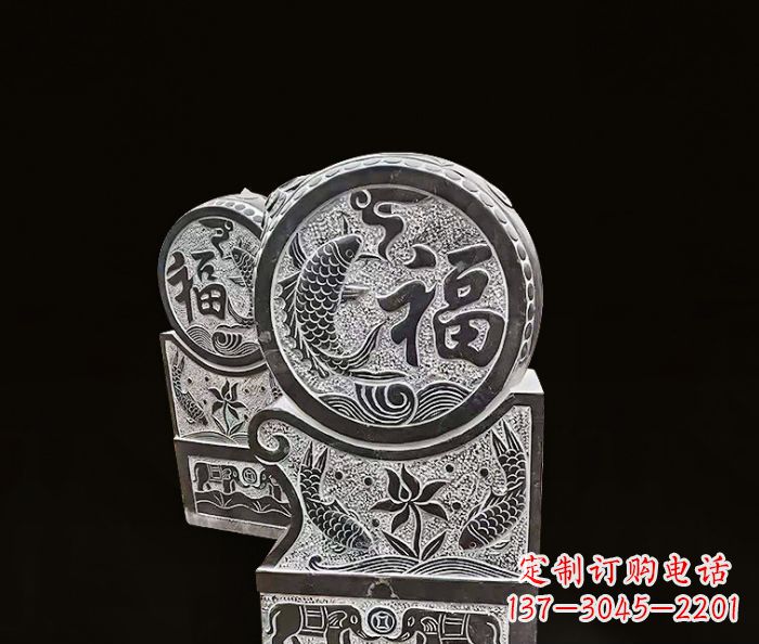 鹤壁年年有余雕塑-门墩仿古抱鼓石