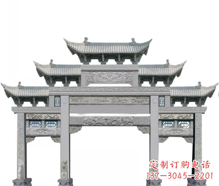 鹤壁中领雕塑定制式牌坊石雕