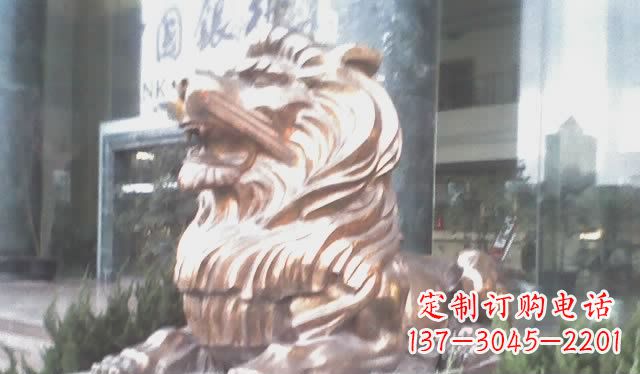 鹤壁趴着的西洋狮子铜雕 (3)
