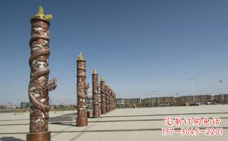 鹤壁中领雕塑|专业定制盘龙柱广场柱子铜雕
