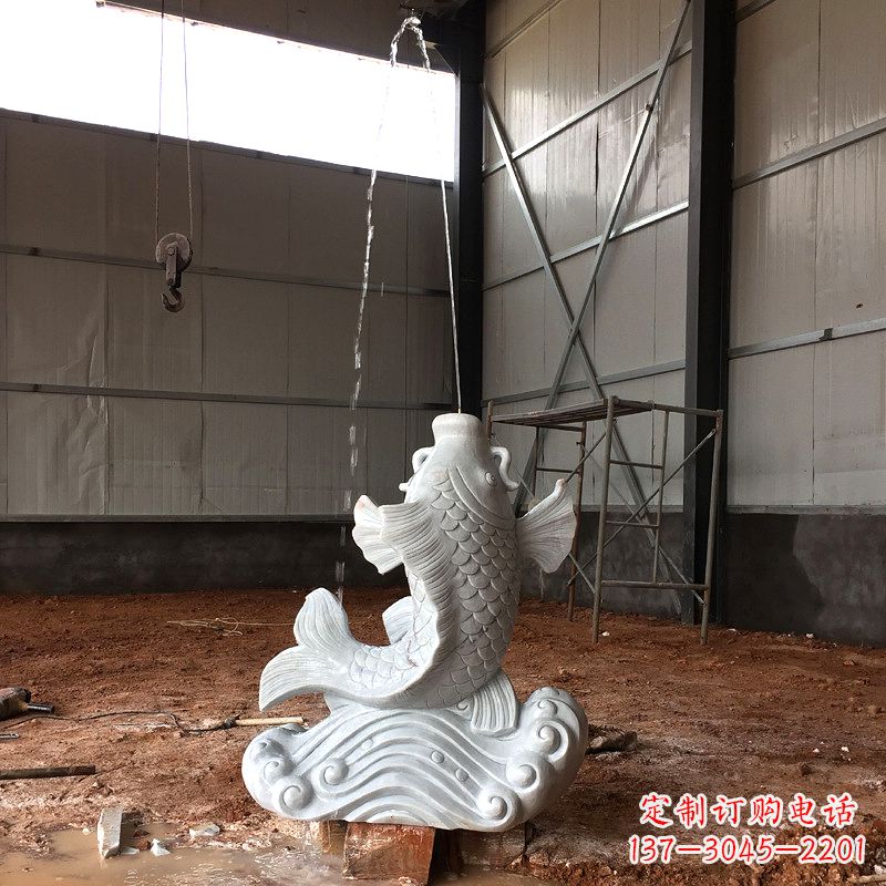 鹤壁汉白玉石鲤鱼雕塑,让你的梦想成真!