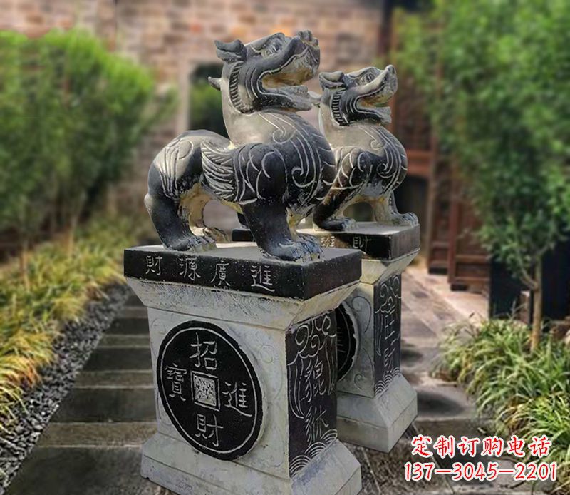 鹤壁貔貅石雕小区看门雕塑