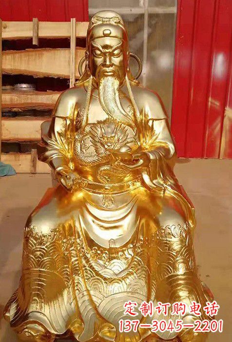 鹤壁传承经典,漆金关公神像雕塑