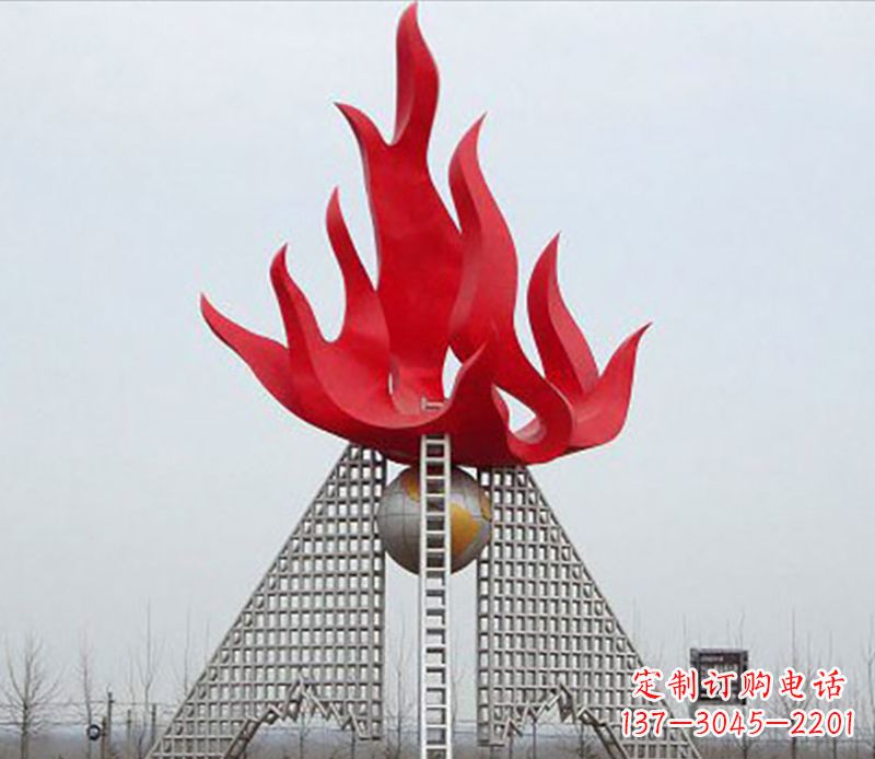 鹤壁企业不锈钢火苗景观雕塑