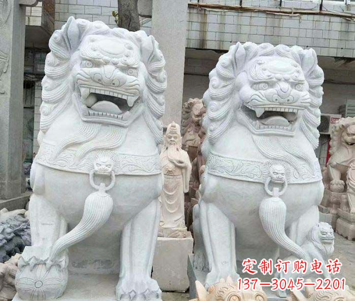 鹤壁企业景观大理石狮子石雕 (3)