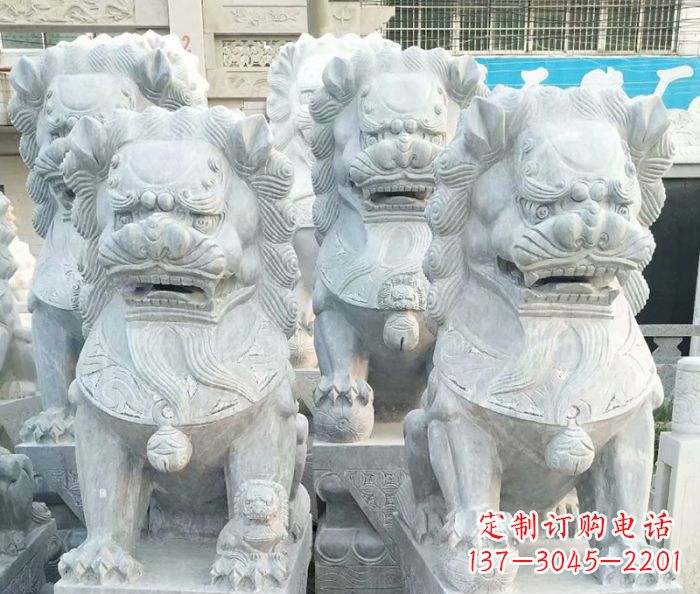 鹤壁企业景观大理石狮子石雕 (8)