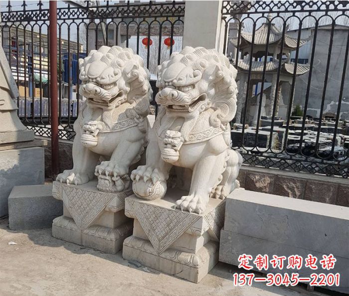 鹤壁中领雕塑:精美大理石狮子雕塑