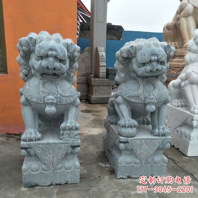 鹤壁精美的青石北京小狮子雕塑
