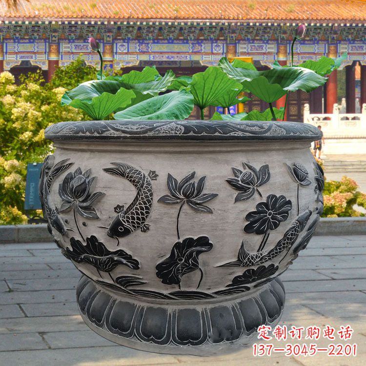 鹤壁精美绝伦的青石鱼缸雕塑