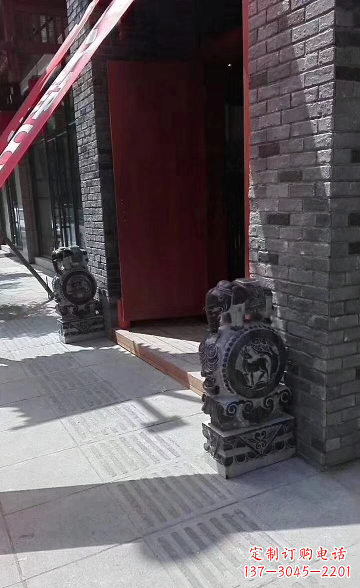 鹤壁青石雕刻大象门墩抱鼓石
