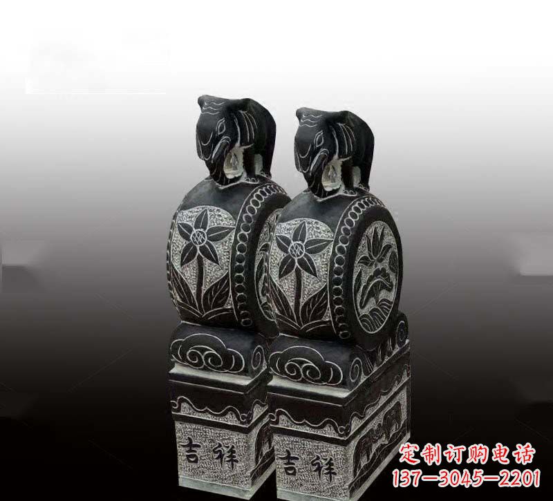 鹤壁青石仿古大象门墩
