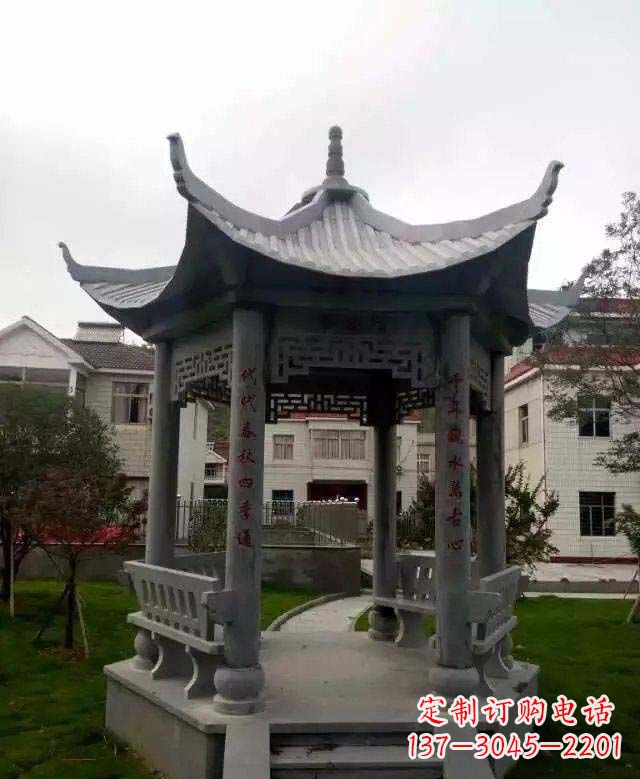 鹤壁精美绝伦青石六角凉亭雕塑