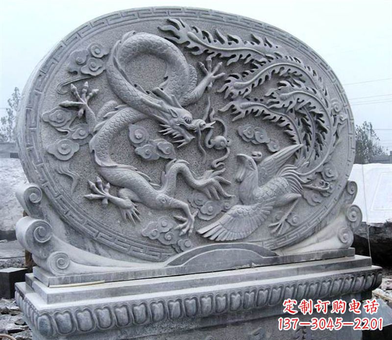 鹤壁青石古典美——龙凤呈祥雕塑