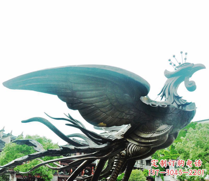 鹤壁青铜凤凰雕塑,传承古典魅力