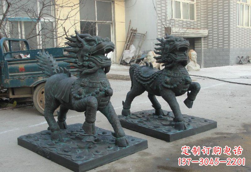 鹤壁唯美雕塑:青铜立式麒麟