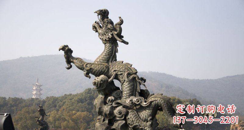 鹤壁中领雕塑|传统青铜神龙出水铜雕