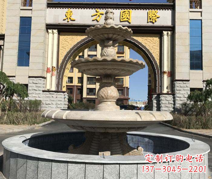 鹤壁三层欧式喷泉石雕,为小区增添质感